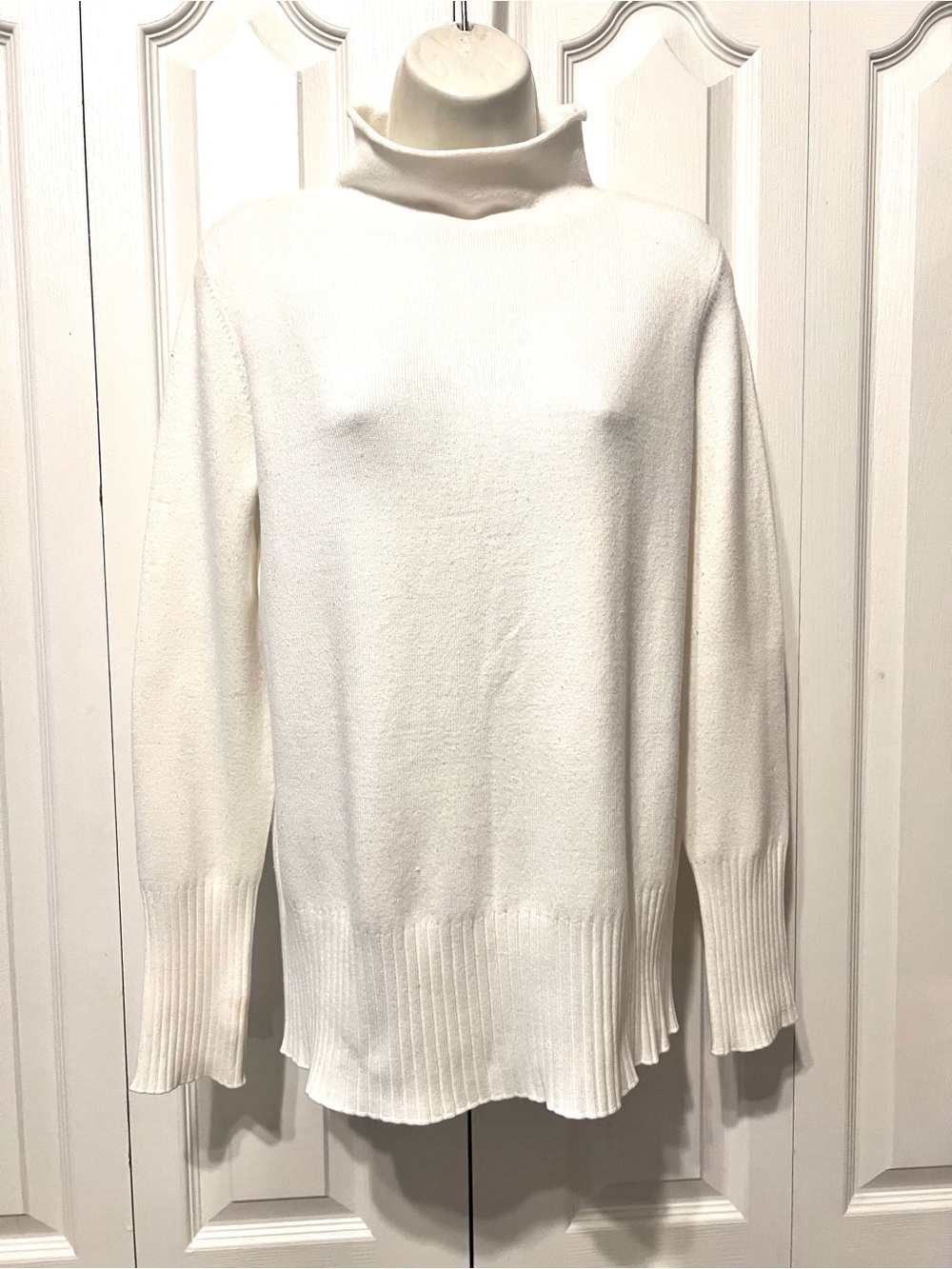 French Connection Cream Mock/Roll Neck Sweater-Medium-Lux Soft-Casual-Warm-Cozy